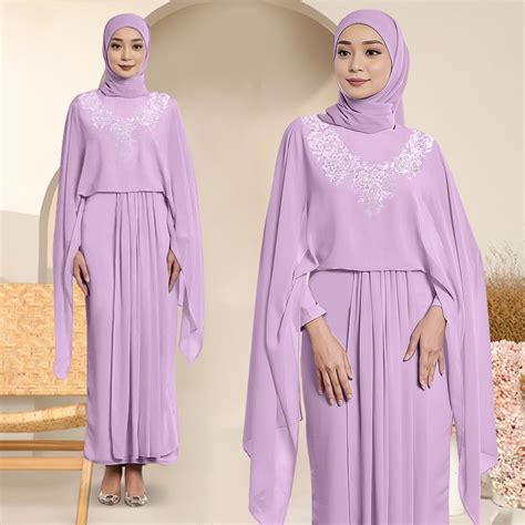 Abaya Pleated Allium Dresses Lace Sleeves Abayas Muslim Jubah Pakaian