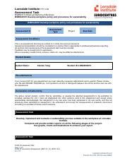 BSBSUS501 Assessment 1 Project 2017 Pdf Lonsdale Institute PTY LTD