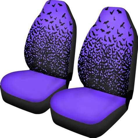 Xoenoiee Seat Covers For Cars Halloween Bats Purple Print Car