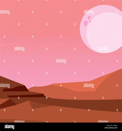 night moon desert natural landscape vector illustration Stock Vector ...