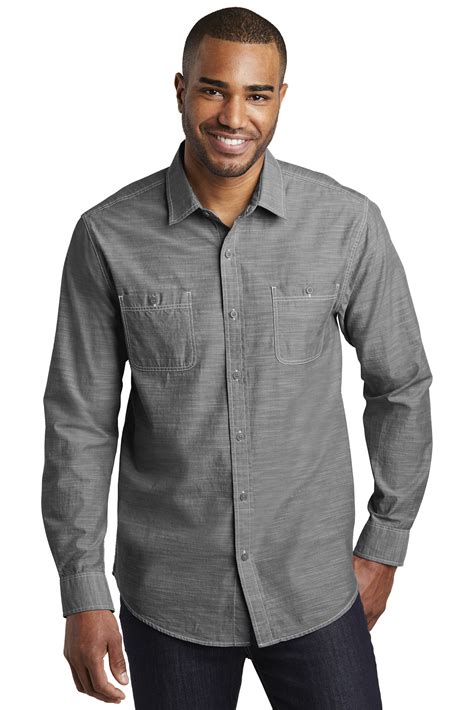 Port Authority W380 Mens Slub Chambray Shirt 2555 Wovendress Shirts