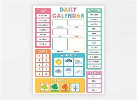 Child calendar printable montessori preschool classroom etsy