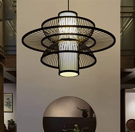 Umooin Bamboo Wicker Chandelier Ceiling Japanese Style Art Bamboo Shade