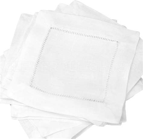 Amazon Cleverdelights White Linen Hemstitch Cocktail Napkins