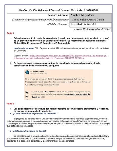 Evaluacion De Proyectos Y Fuentes De Financiemiento Act Parte