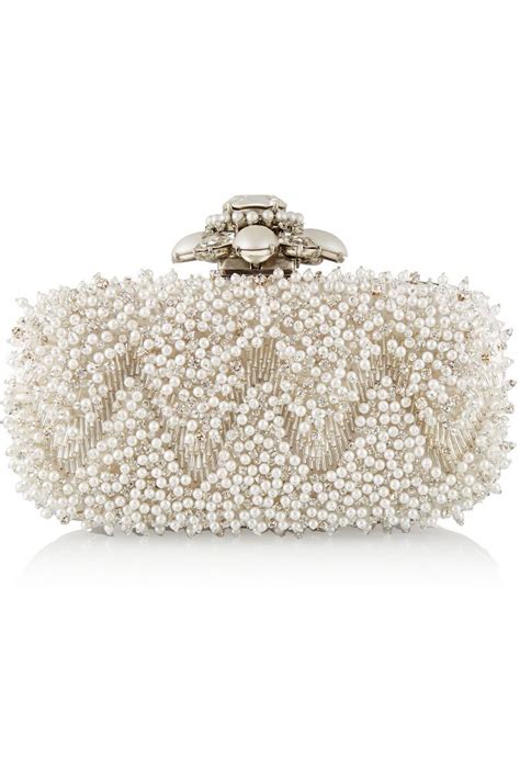 Oscar De La Renta Goa Embellished Satin Box Clutch Box Clutch