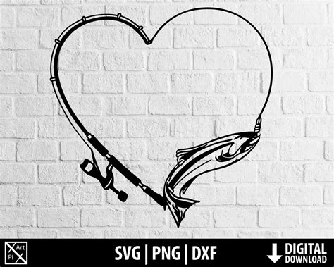 Fishing Svg Love Fishing Heart Dxf Png Fishing Line Fish Etsy