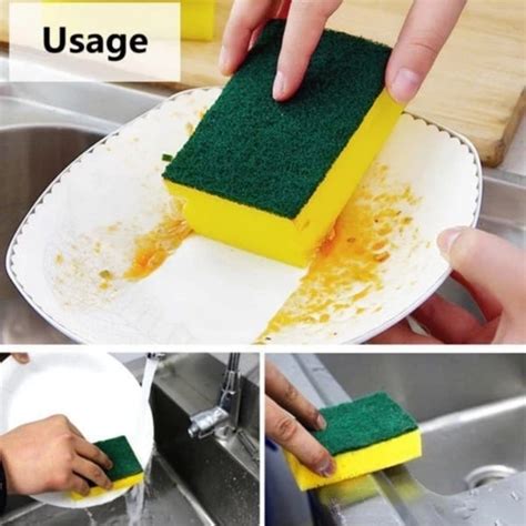 Jual Spons Sabut Hijau Spon Busa Cuci Piring Sponge Dapur 2 Sisi Sabun