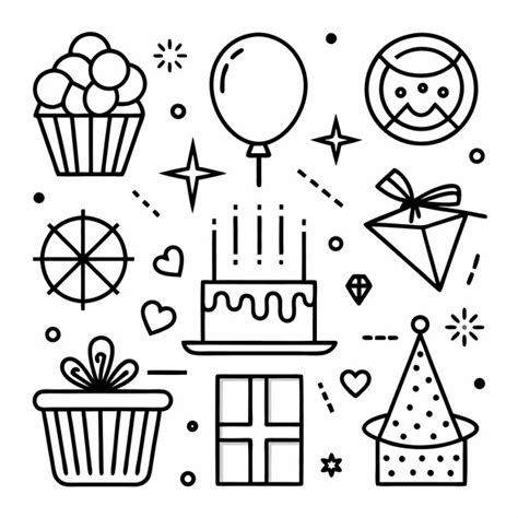 Birthday Party Icons Celebration Symbols Premium Ai Generated Vector