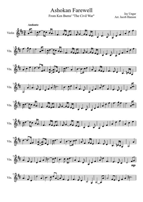 Ashokan Farewell From Ken Burns The Civil War Sheet Music Download