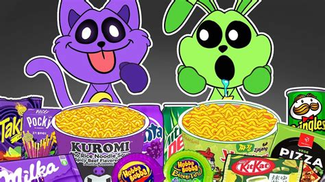 Convenience Store PURPLE VS GREEN Food CATNAP Vs HOBBY HOPSCOTCH