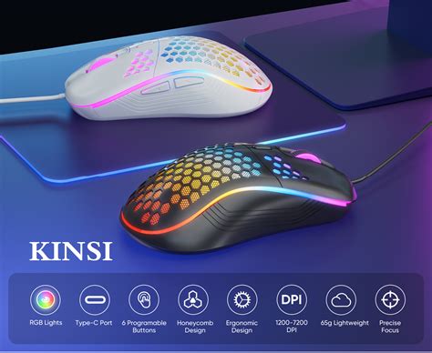 Mouse Gaming Kinsi Usb Dpi Reglabil Rgb Led Negru Emag Ro