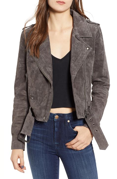 Lyst Blank Nyc Morning Suede Moto Jacket In Gray