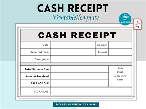 money receipt template