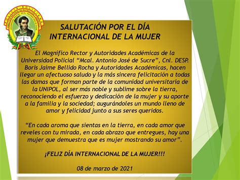 Salutaci N Por El D A Internacional De La Mujer Universidad Policial