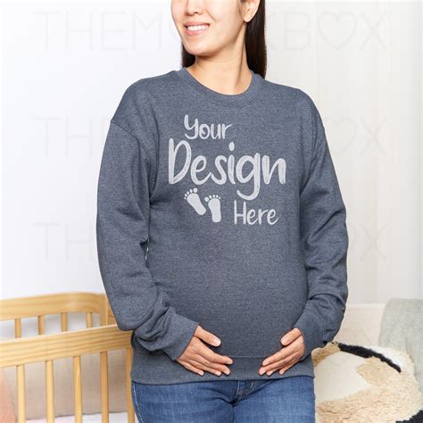 Maternity Mockup Gildan 18000 Mockup Gildan Heather Grey Mockup