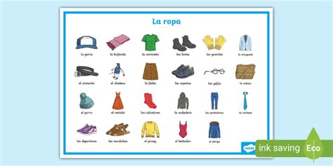 Spanish Clothes Word Mat Twinkl Languages Ks2 Worksheets Library