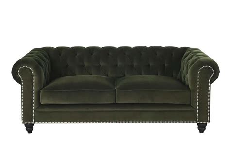 Canap Capitonn Places Chesterfield En Velours De Coton Vert