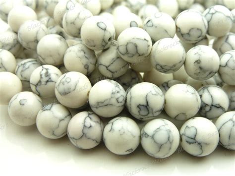 Mm White Howlite Round Gemstone Beads Pc Strand Bf Etsy