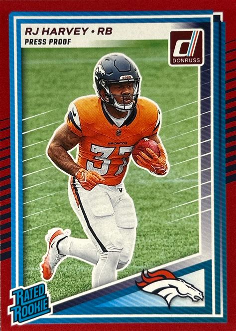 RJ Harvey Donruss Red Press Proof Rookie Broncos – Wayne Collection