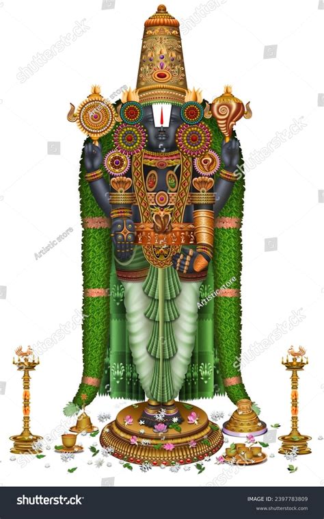 Balaji Venkateswara Form Hindu God Vishnu Stock Illustration 2397783809 ...