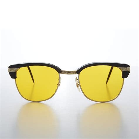 Yellow Amber Tinted Lens Classic Browline Vintage Sunglass True Sunglasses Blue Filter Lens