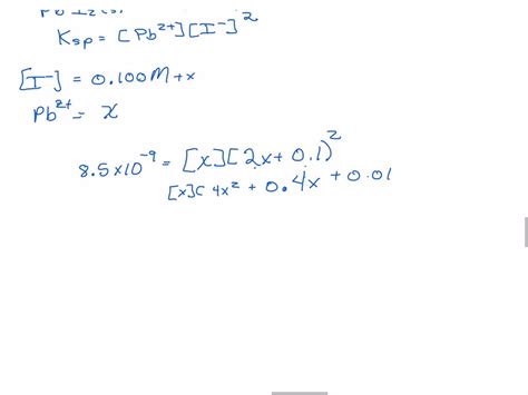 Solved Given The Ksp Of Pbi Is X Calculate The Molar