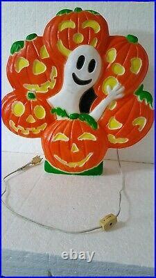 Vintage Pumpkin Ghost Halloween Blow Mold Don Featherstone Union