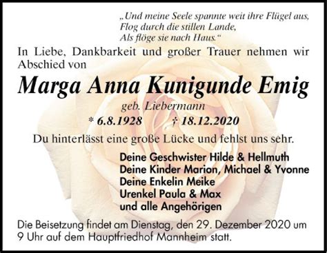 Traueranzeigen Von Marga Anna Kunigunde Einig Trauerportal Ihrer