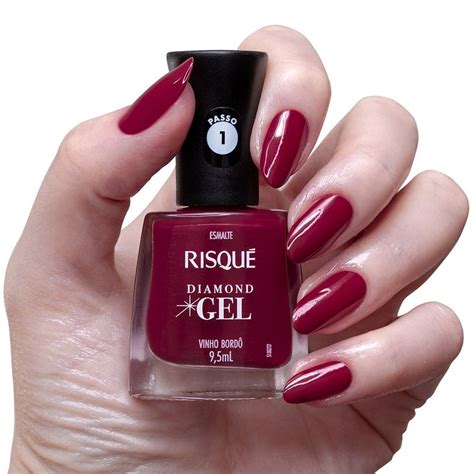 Esmalte Risque Diamond Gel Vinho Bordo 9 5ml Pague Menos