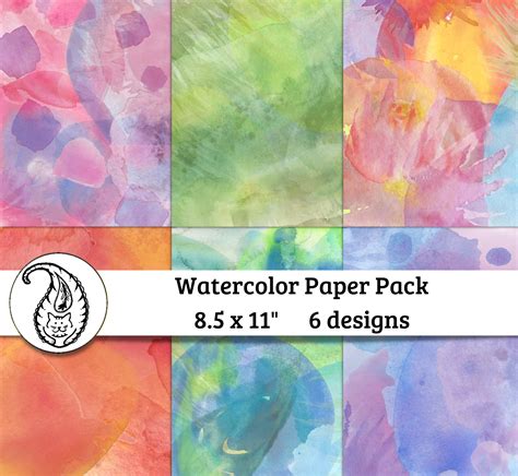 Watercolor Collage Paper Pack 6 Designs Instant Download Etsy Uk