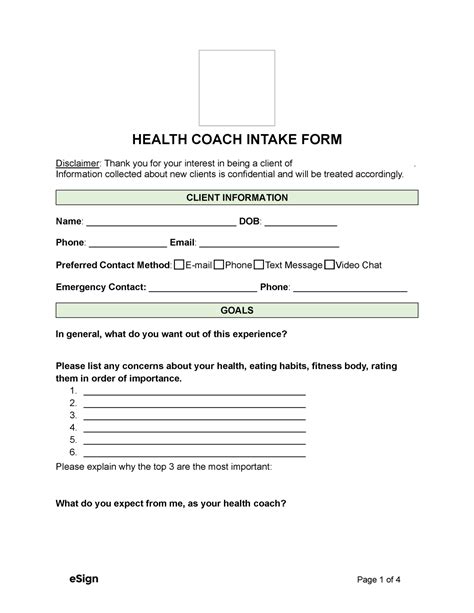 Free Personal Training Client Intake Form PDF Word