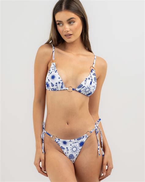 Shop Kaiami Beach Days Ring Bikini Bottom In White Blue Fast Shipping