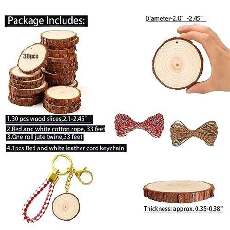 Natural Wood Slices Pcs Predrilled Wood Circles For Crafts