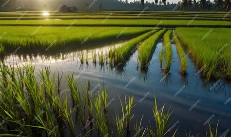 Premium Photo Rice Seedling Fields Rice Plantations