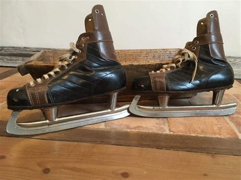 Patins Glace Vintage Cuir Czekoslovakia Ice Skates Etsy France Cuir