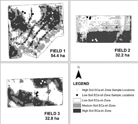 Shallow Soil Apparent Electrical Conductivity EC Zones Delineated