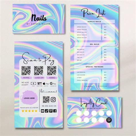 Nail Tech Business Card Editable Nail Artist Business Bundel Loyalty