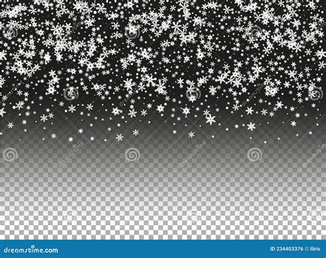 Snow Overlay On Transparent Background Vector Falling Snowflakes