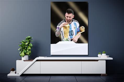 Lionel Messi Wall Artlionel Messi World Cup Championsbest Football