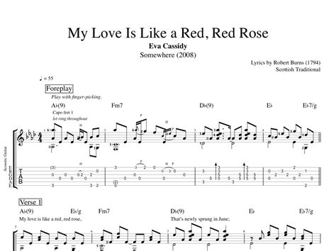 My Love Is Like A Red Red Rose · Eva Cassidy Guitars Tab Chords Sheet Music Lyrics