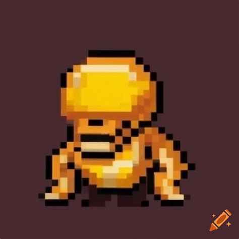 Pixel Art Of A Dark Yellow Mineral Surrounded By Mars Stone Fragments