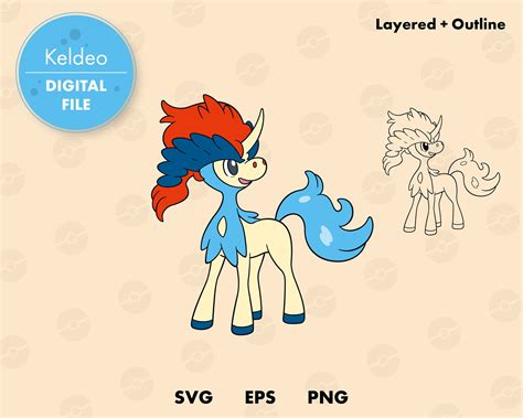 Keldeo Pokemon Svg Cut File Layered Digital Template Etsy