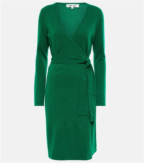 Diane Von Furstenberg Linda Wool And Cashmere Wrap Dress In Green Lyst