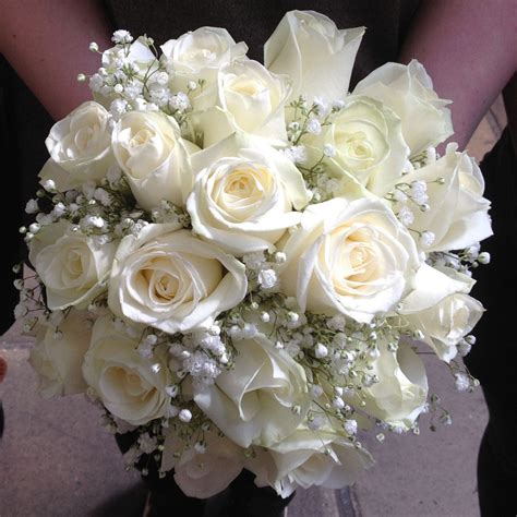 Brides White Rose Bouquet Alan Brown Flowers