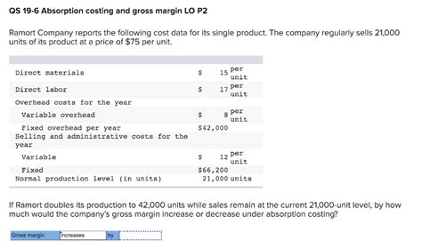 Solved Qs Absorption Costing And Gross Margin Lo P Chegg