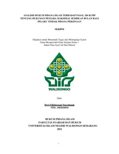 HUKUM PIDANA ISLAM FAKULTAS SYARIAH DAN HUKUM UNIVERSITAS ISLAM NEGERI