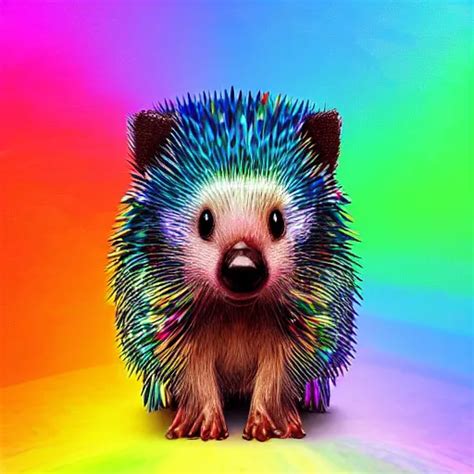 Octane Rendering Of A Rainbow Hedgehog Portrait Stable Diffusion