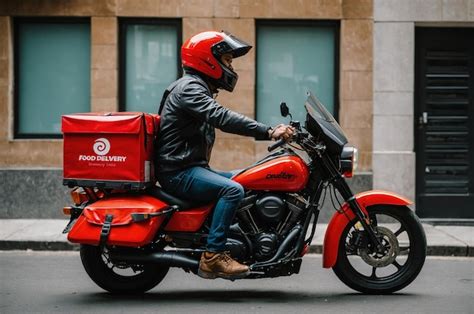 Premium Photo Food Delivery Man Riding Motorcycles