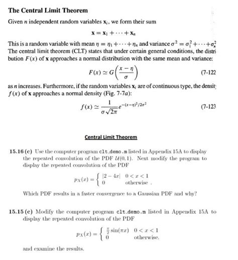 The Central Limit Theorem Given N Independent Random Chegg